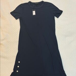 Rag & bone Navy Short Sleeve Dress with Button Detail